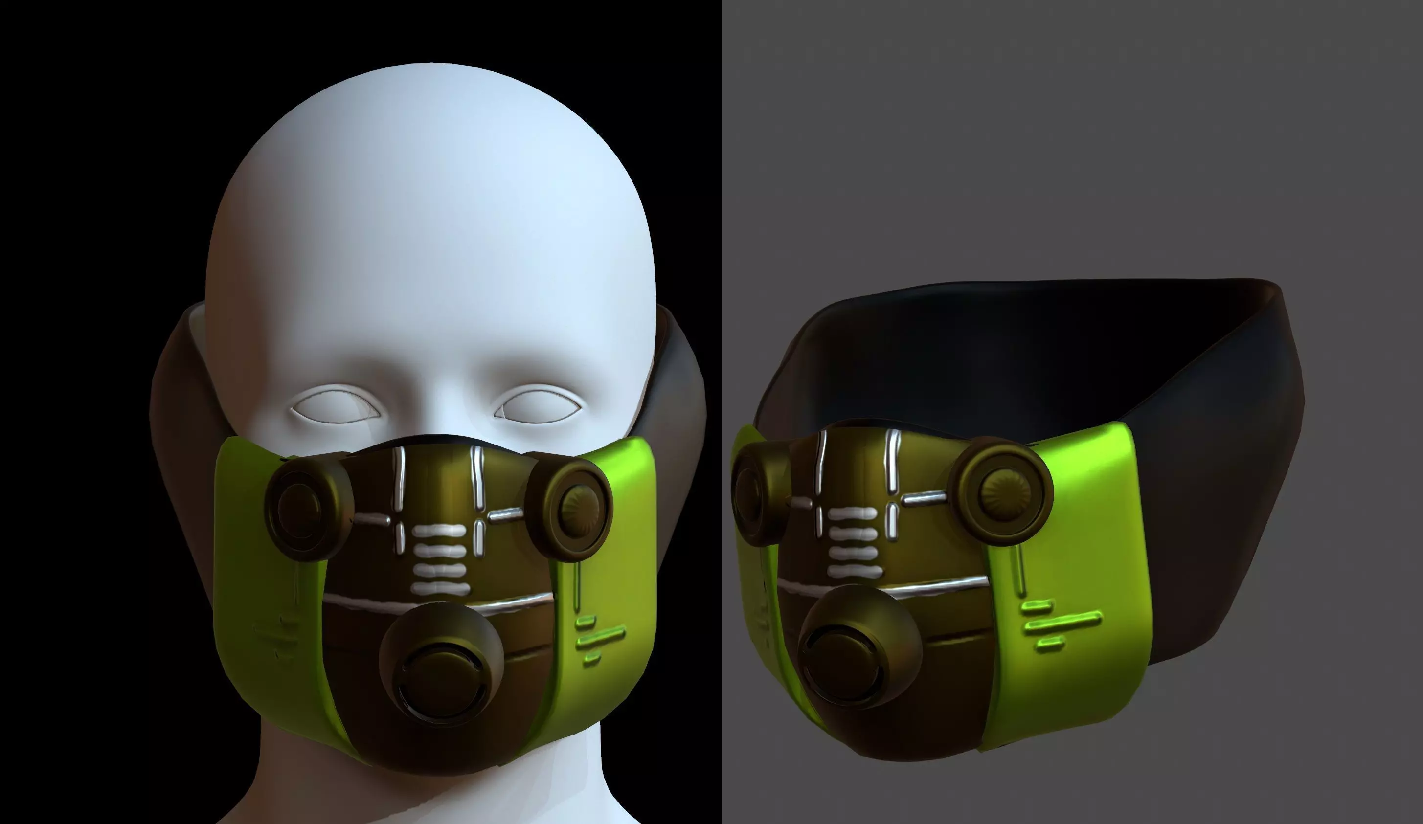 Gas mask helmet 3d model scifi Low-poly Low-poly 3D model