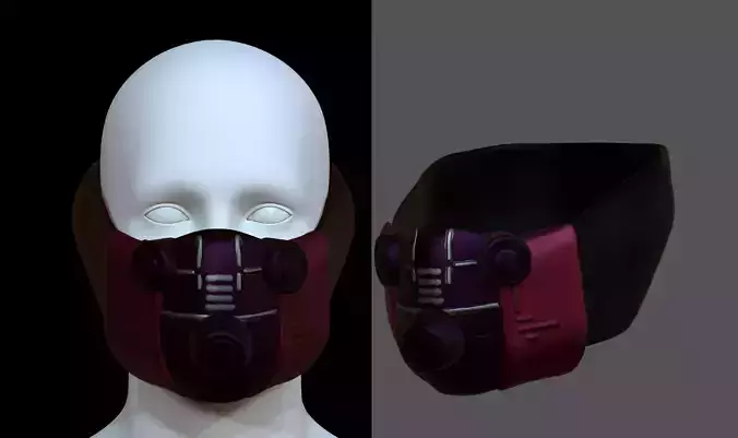 Gas mask helmet 3d model scifi Low-poly 