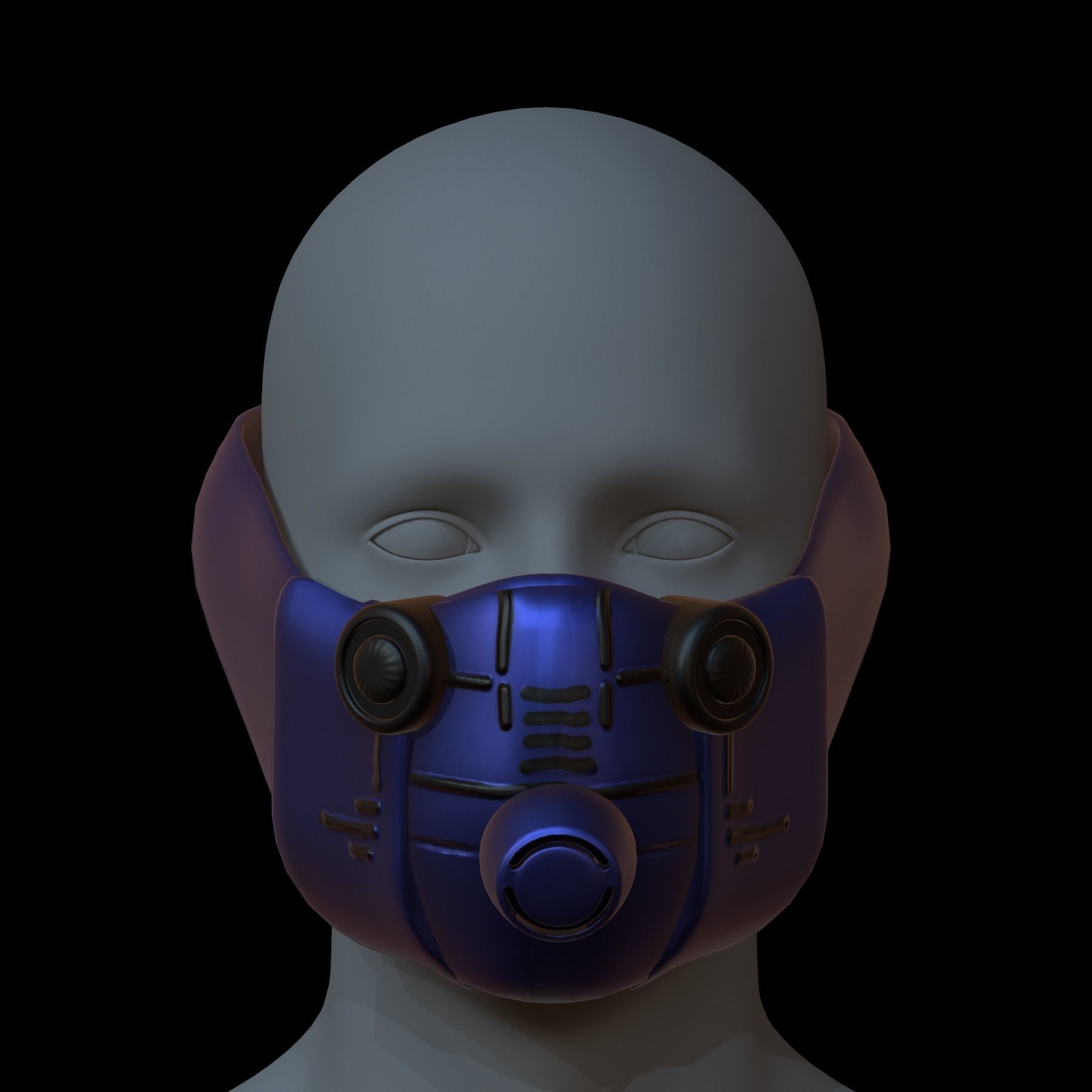 Gas mask helmet 3d model scifi Low-poly  Low-poly 3D model_1