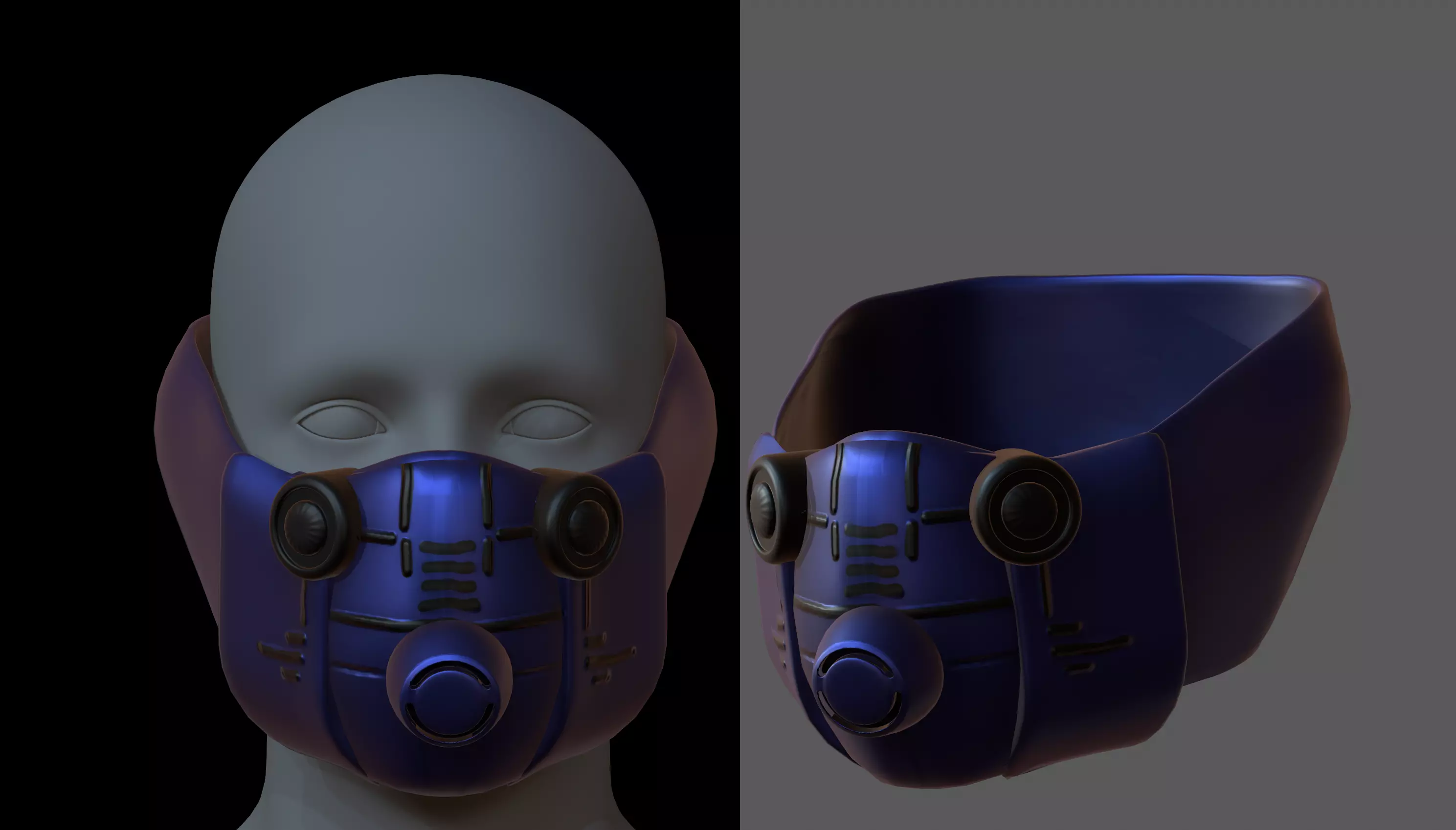 Gas mask helmet 3d model scifi Low-poly  Low-poly 3D model_0