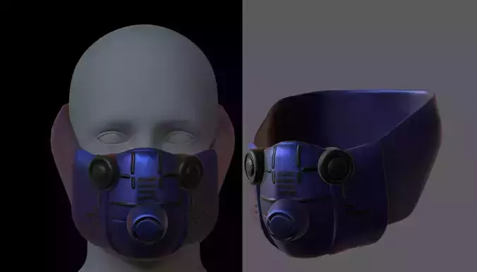 Gas mask helmet 3d model scifi Low-poly 