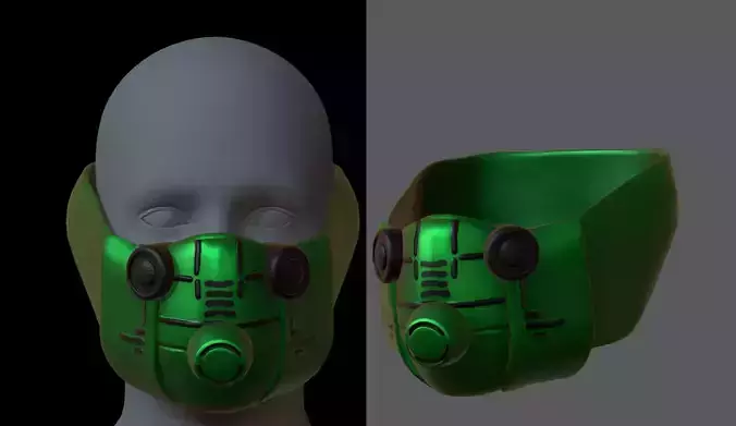 Gas mask helmet 3d model scifi Low-poly 