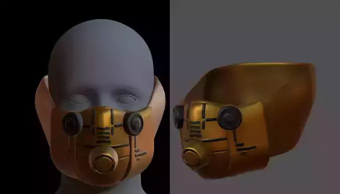 Gas mask helmet 3d model scifi Low-poly 