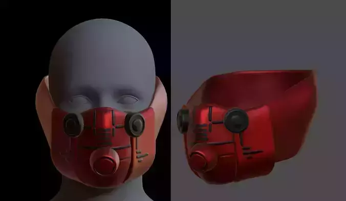 Gas mask helmet 3d model scifi Low-poly 