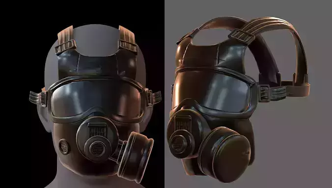 Gas mask helmet 3d model scifi Low-poly 