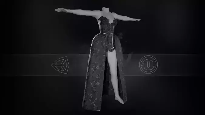 Black Dress Low-poly 3D model