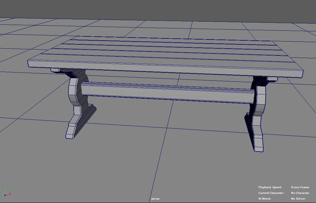 wooden table Free 3D model_2