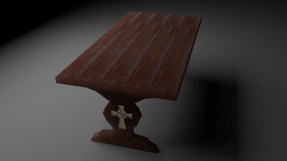 wooden table Free 3D model_5