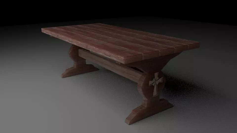 wooden table Free 3D model_0