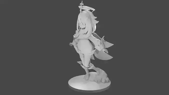 Paimon statue of woman holding sword 3D print model