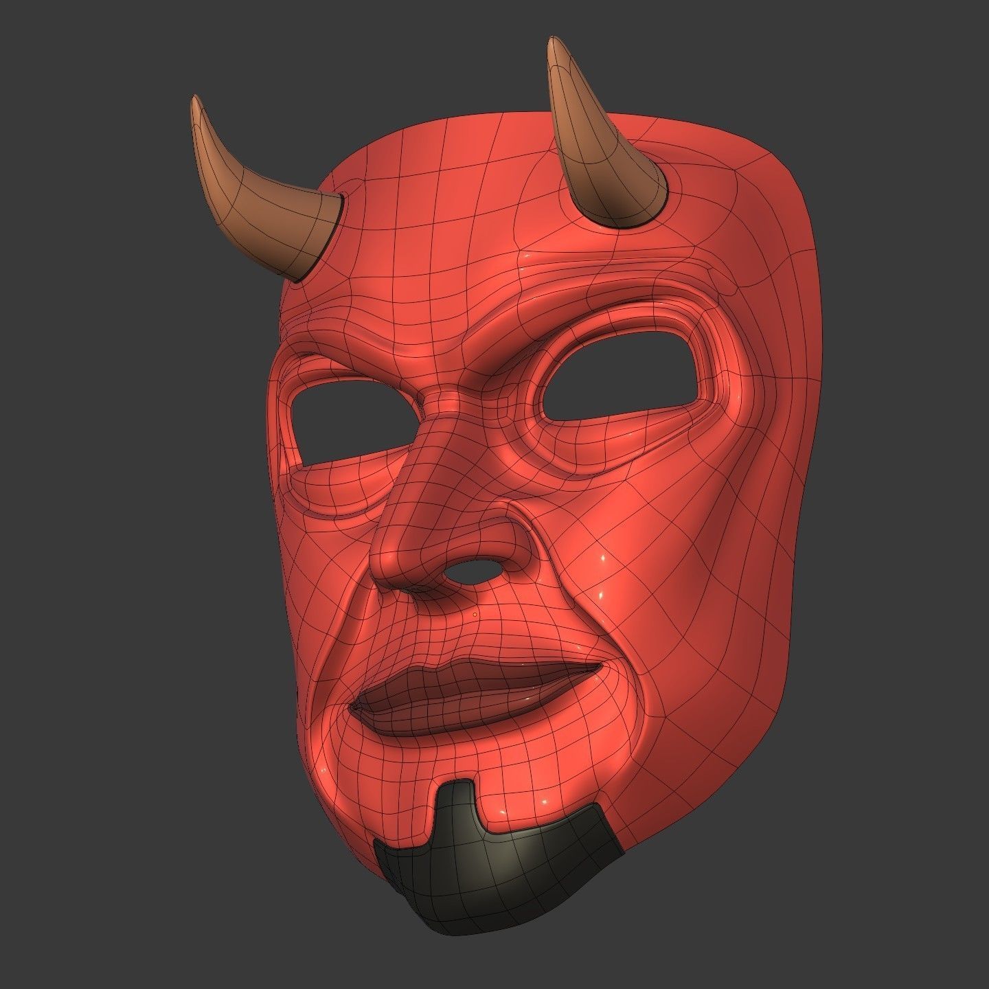 Demon Mask Low-poly 3D model_10