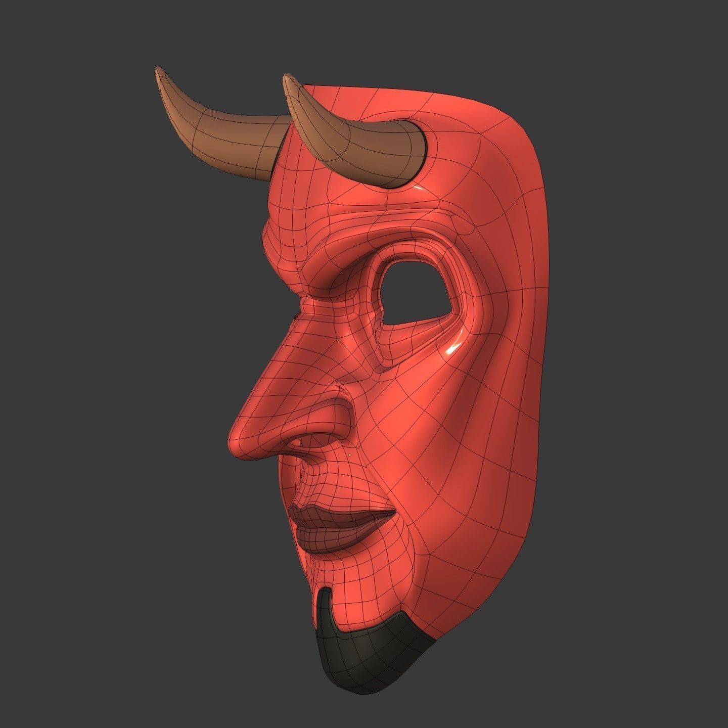 Demon Mask Low-poly 3D model_6