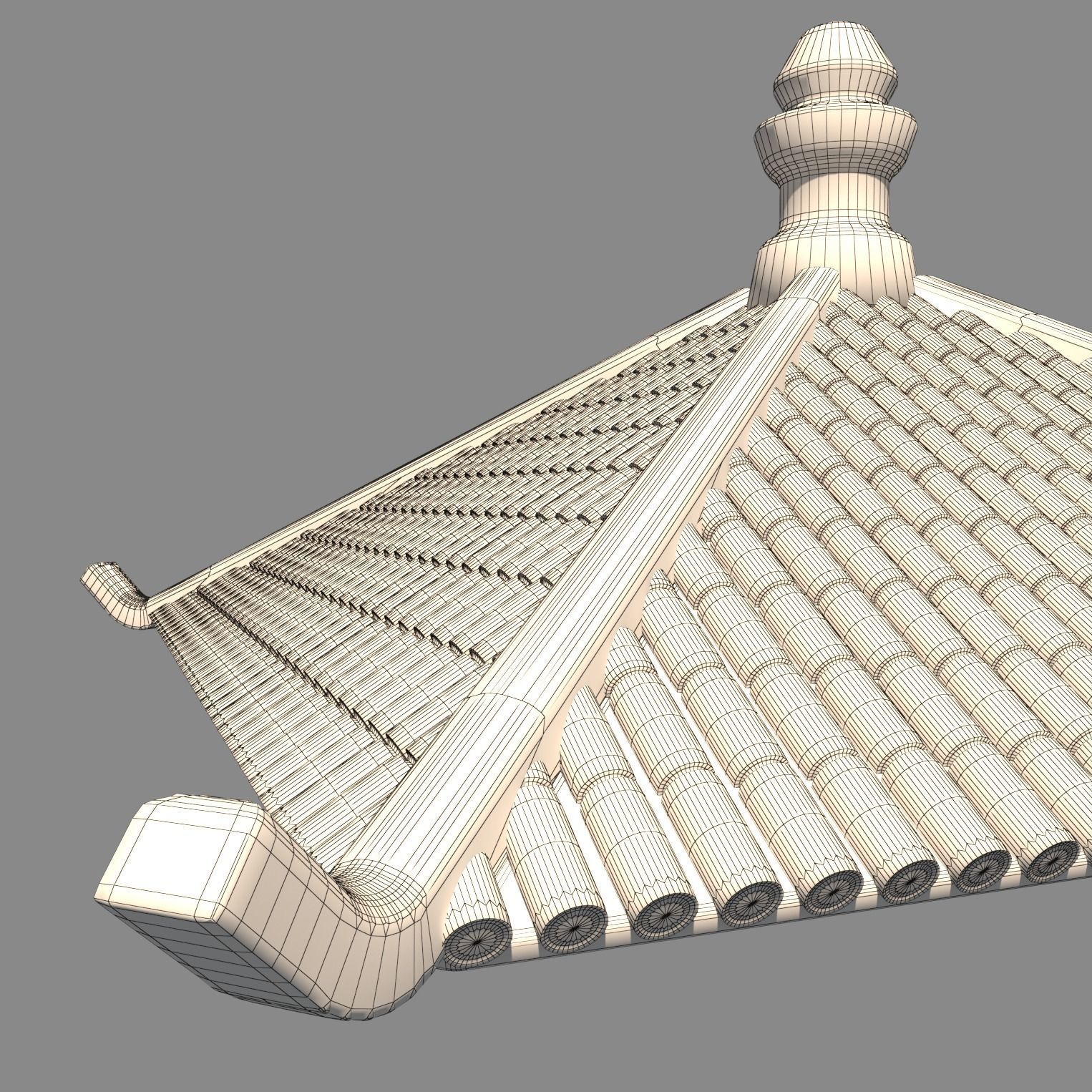 Japan Chinese roof 3D model_1