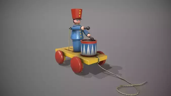 Blue Drummer Boy Toy Low-poly 3D model