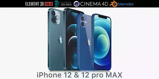 Apple iPhone 12 and 12 pro MAX 3D model