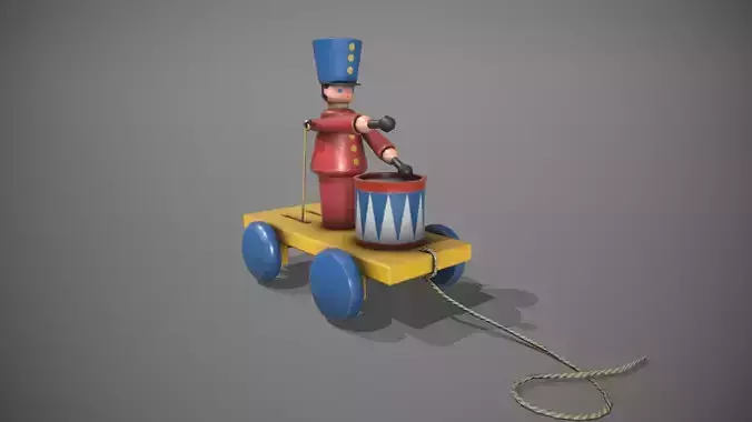Red Drummer Boy Toy Low-poly 3D model