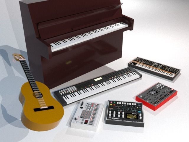 Several musical instruments Free 3D model_1