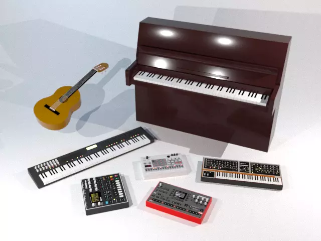 Several musical instruments Free 3D model_0