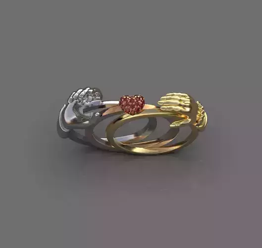 Gimmel Ring Hands Fede ring 3D print model