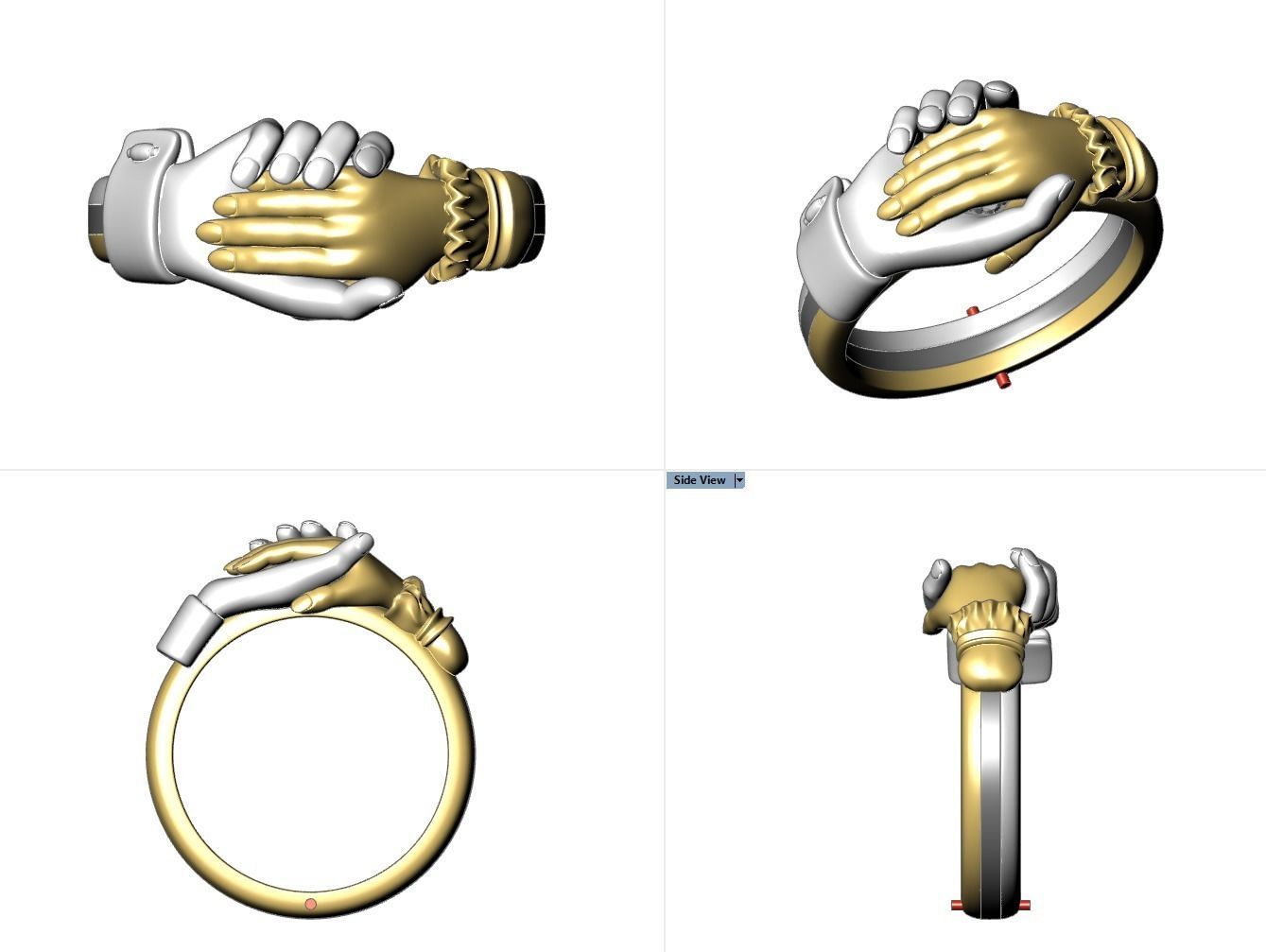 Gimmel Ring Hands Fede ring 3D print model_3