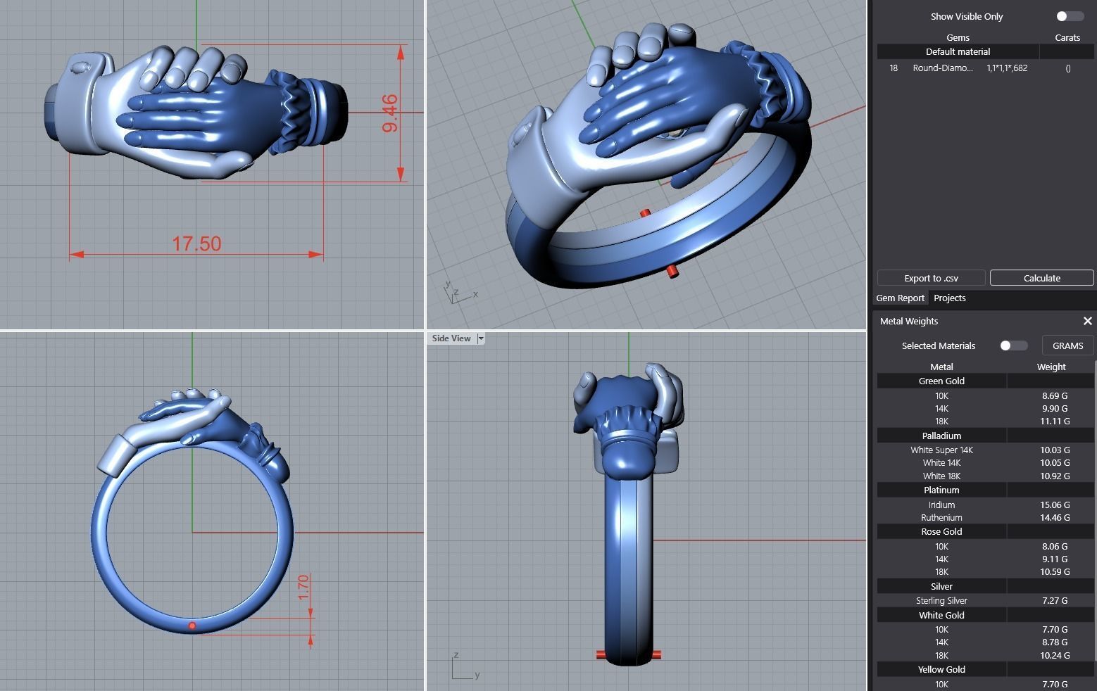 Gimmel Ring Hands Fede ring 3D print model_6
