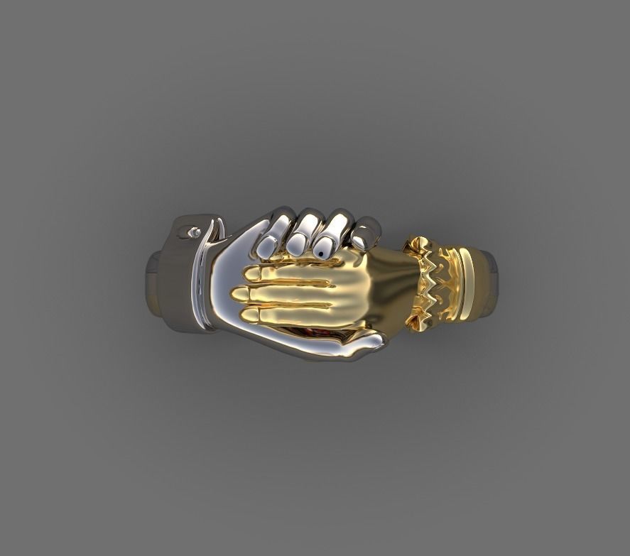 Gimmel Ring Hands Fede ring 3D print model_2