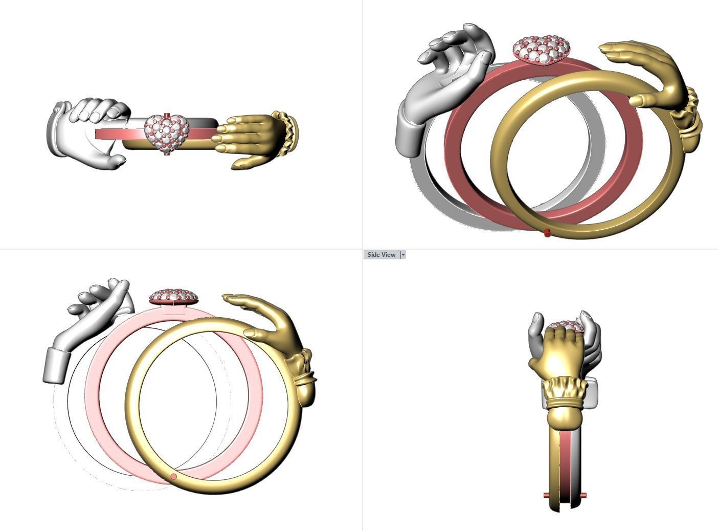 Gimmel Ring Hands Fede ring 3D print model_4