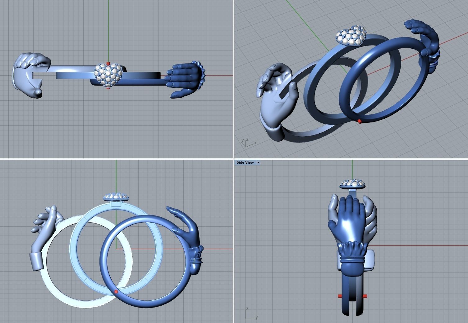 Gimmel Ring Hands Fede ring 3D print model_7