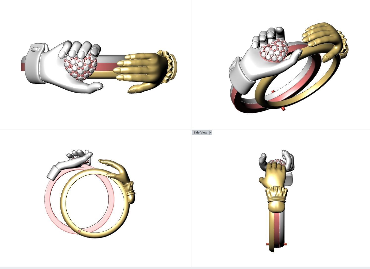 Gimmel Ring Hands Fede ring 3D print model_5