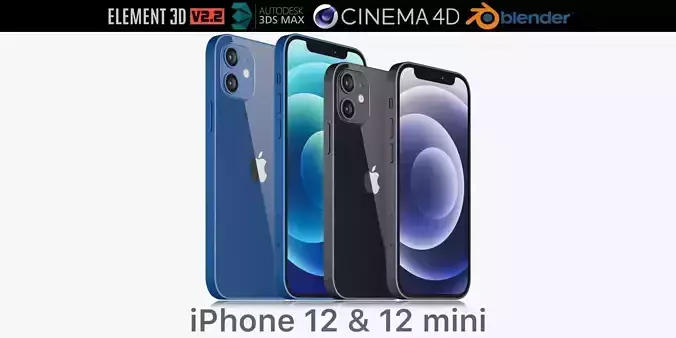 Apple iPhone 12 and 12 mini 3D model