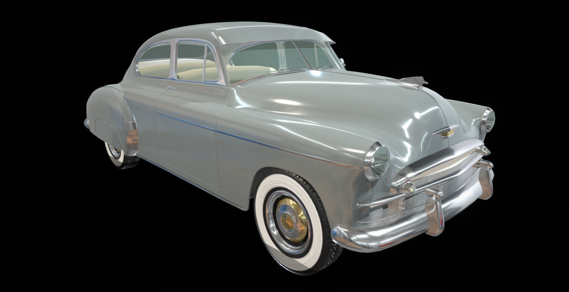 Chevy Fleetline Coupe 1949 Low-poly 3D model_15