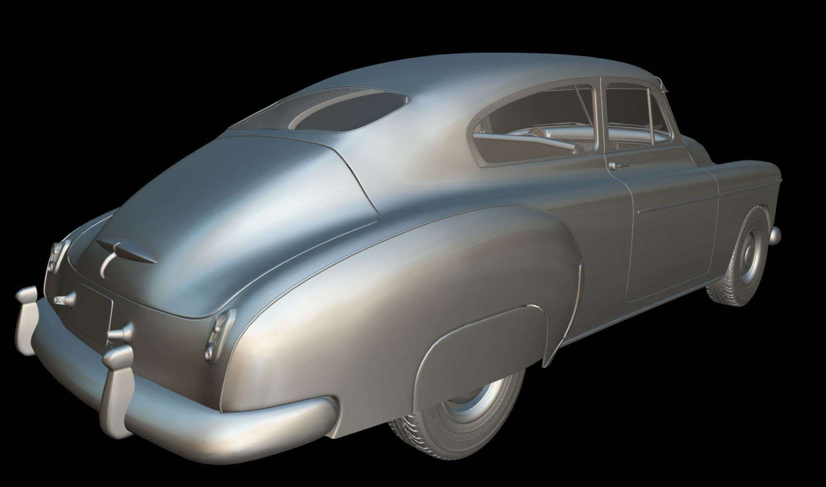 Chevy Fleetline Coupe 1949 Low-poly 3D model_19