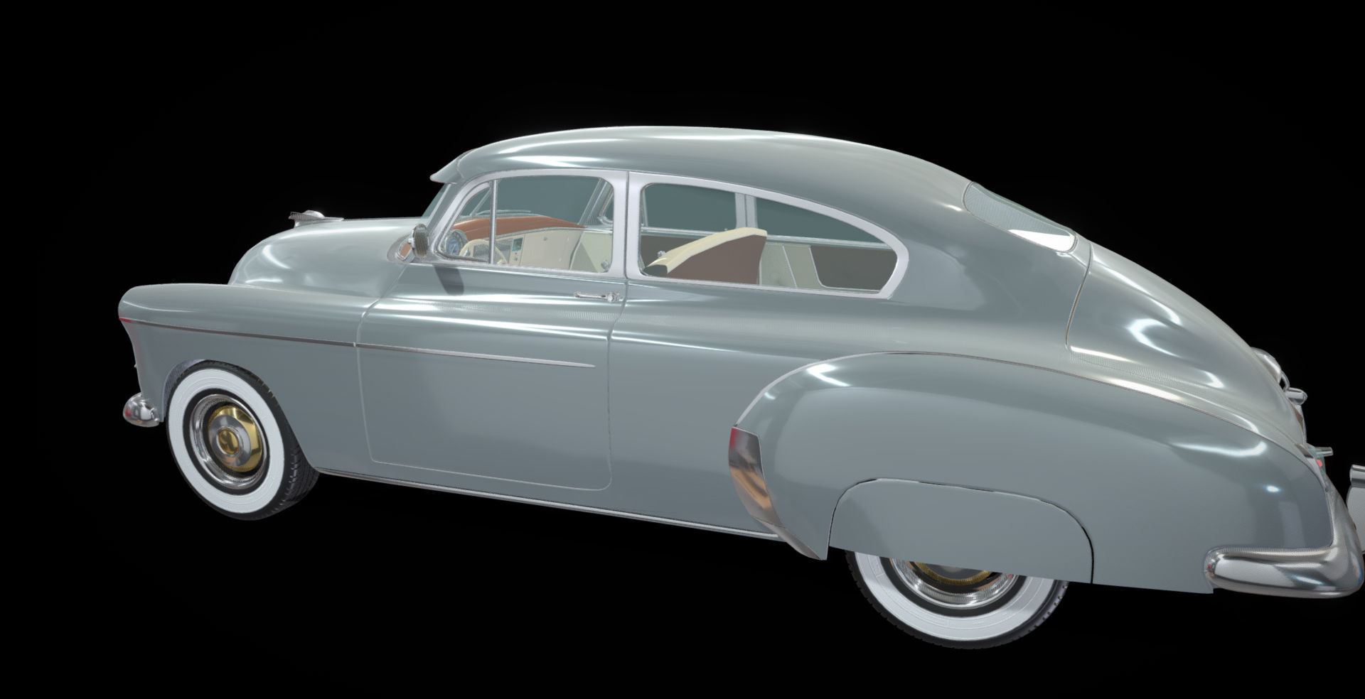Chevy Fleetline Coupe 1949 Low-poly 3D model_14