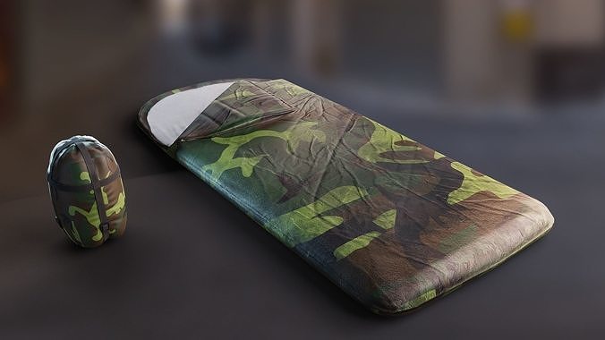 Military Sleeping Bag - Open and Rolled PBR Low-poly 3D model