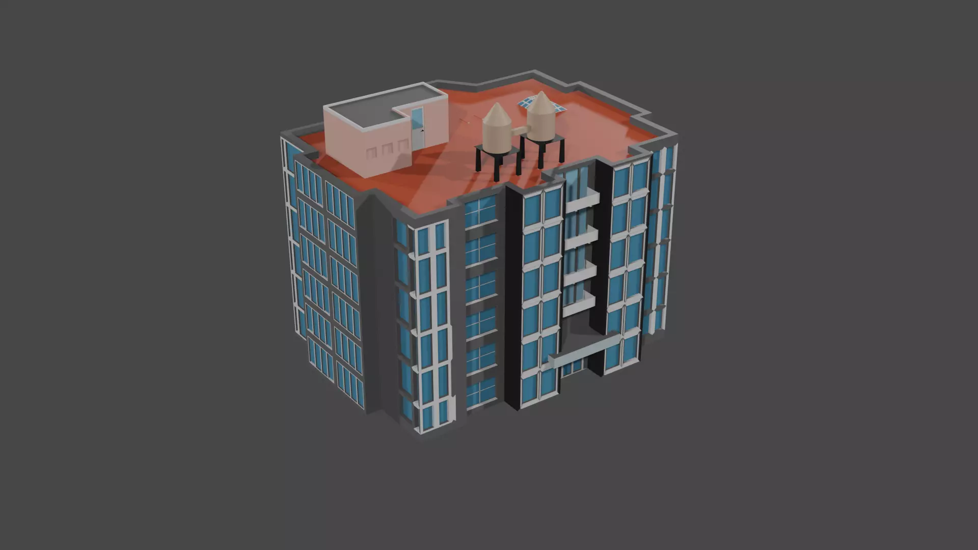 Apartment Block Free low-poly 3D model_0