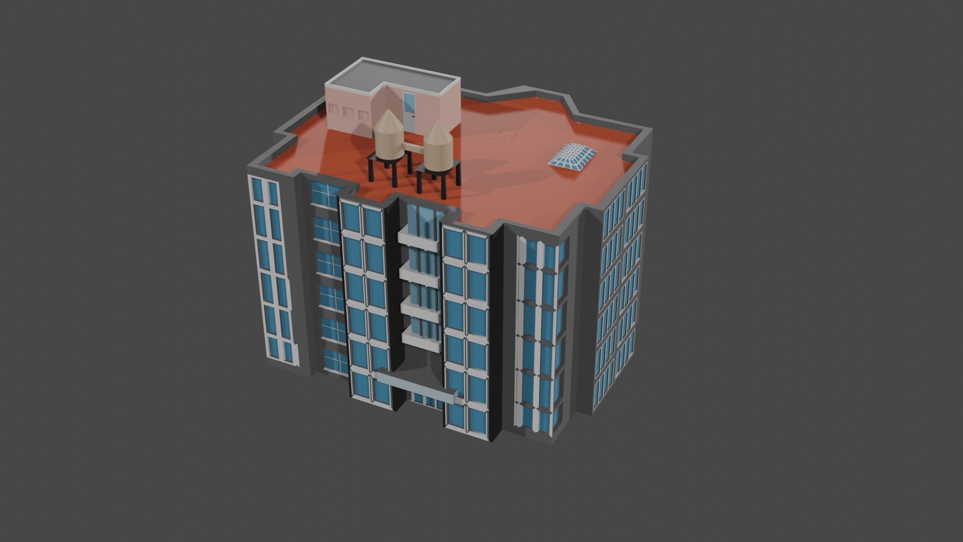 Apartment Block Free low-poly 3D model_1