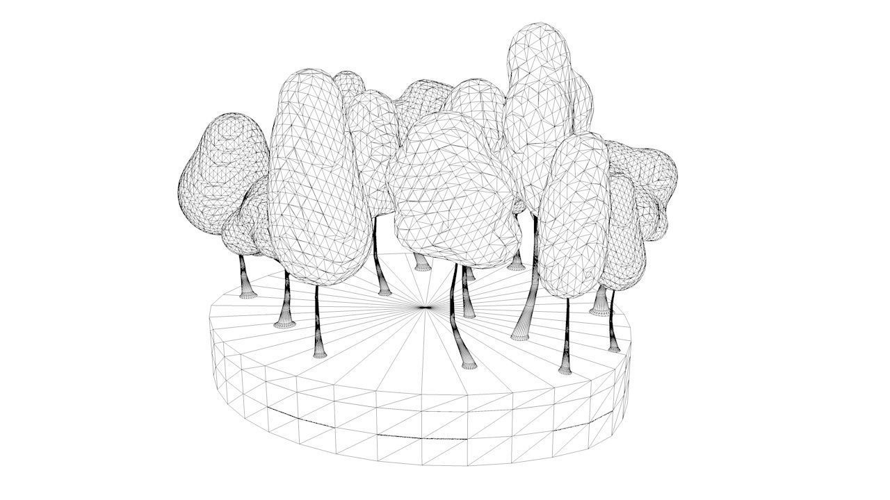 Cartoon Low Poly Bubble Trees Pack Low-poly 3D model_4