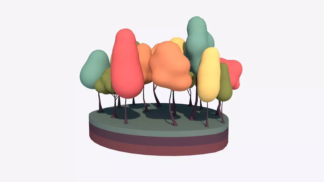 Cartoon Low Poly Bubble Trees Pack Low-poly 3D model_0