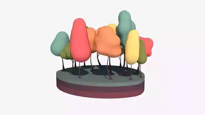 Cartoon Low Poly Bubble Trees Pack Low-poly 3D model