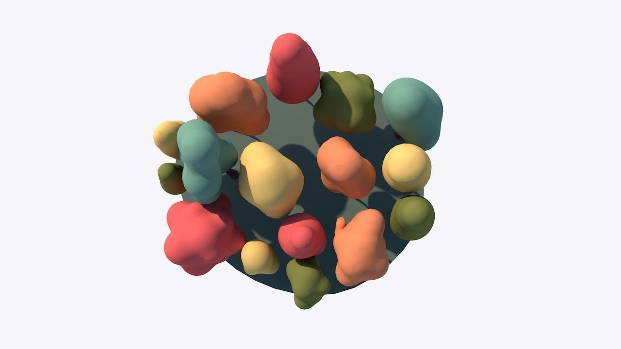 Cartoon Low Poly Bubble Trees Pack Low-poly 3D model_1