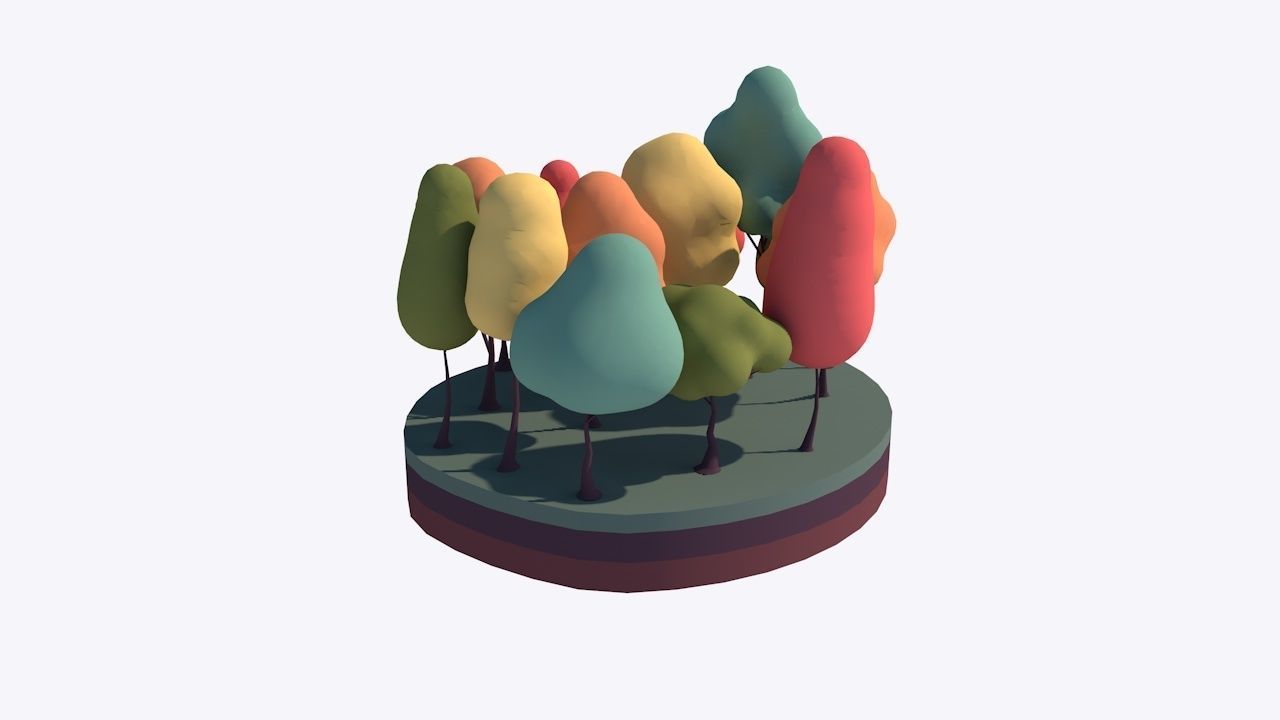 Cartoon Low Poly Bubble Trees Pack Low-poly 3D model_2