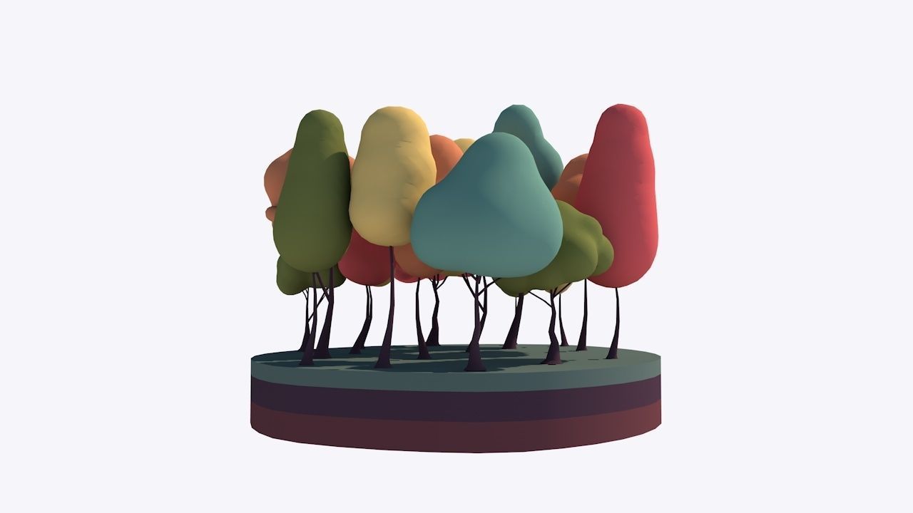 Cartoon Low Poly Bubble Trees Pack Low-poly 3D model_3