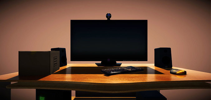 Realistic PC Setup Low-poly 3D model