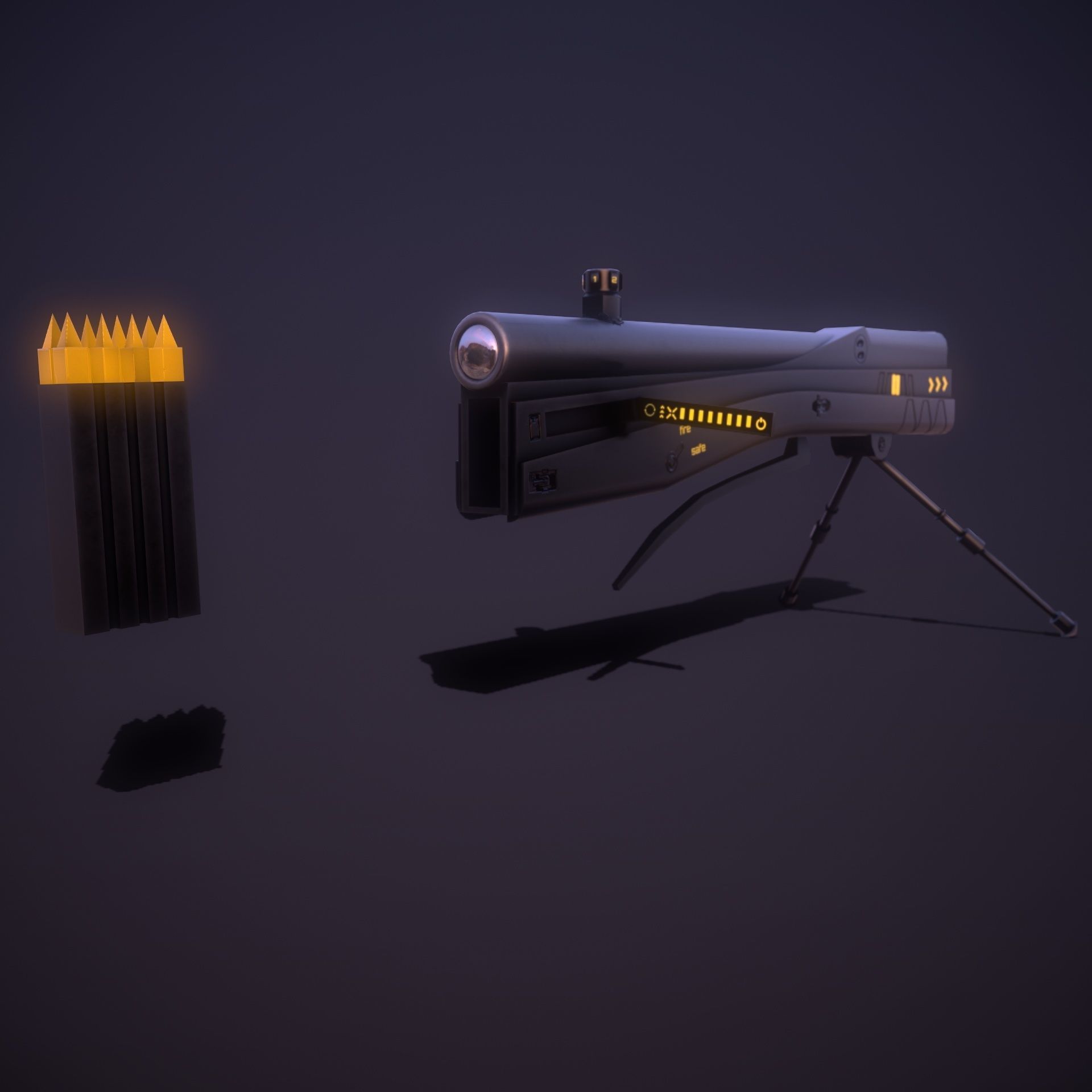 Sci-fi Sniper  Low-poly 3D model_1