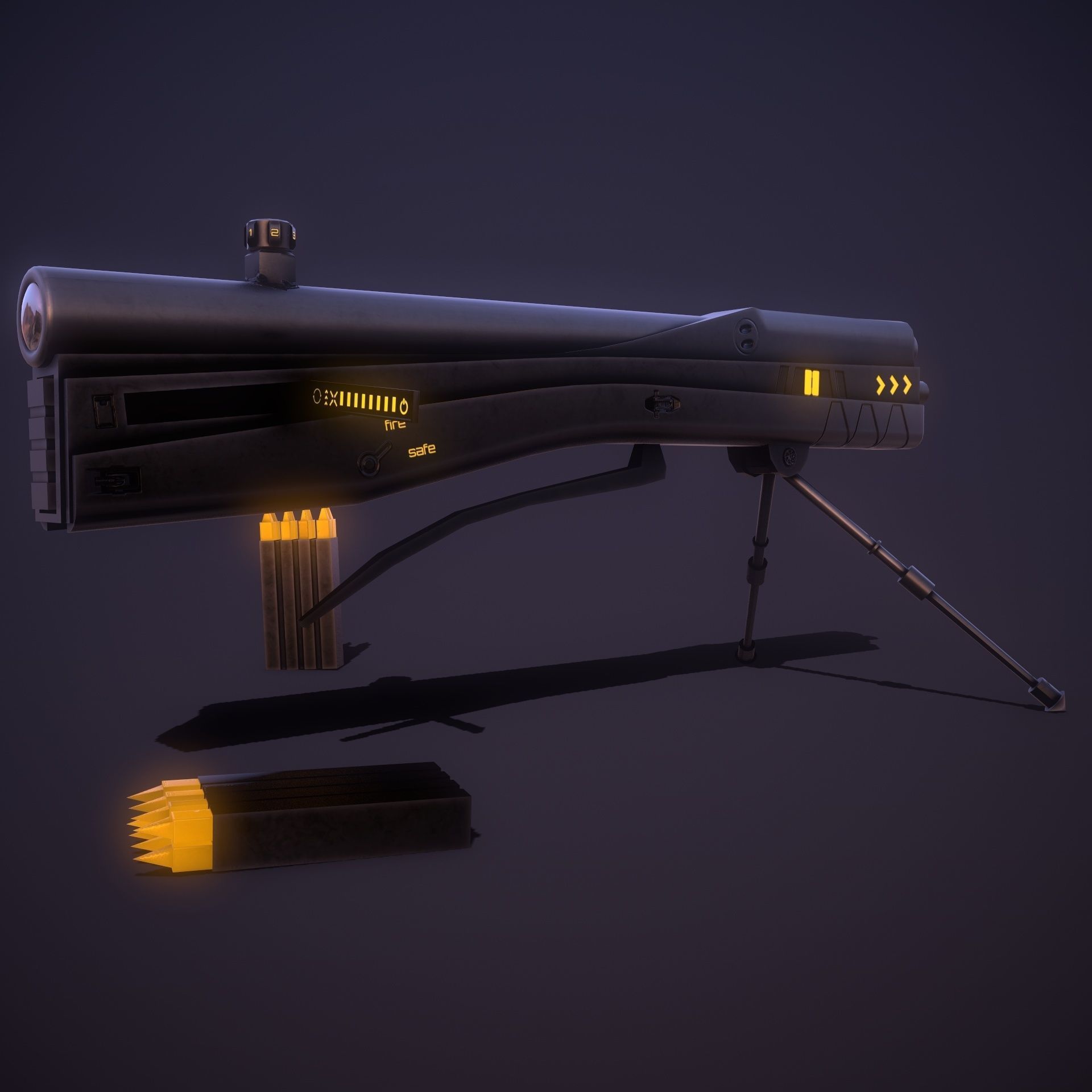 Sci-fi Sniper  Low-poly 3D model_9