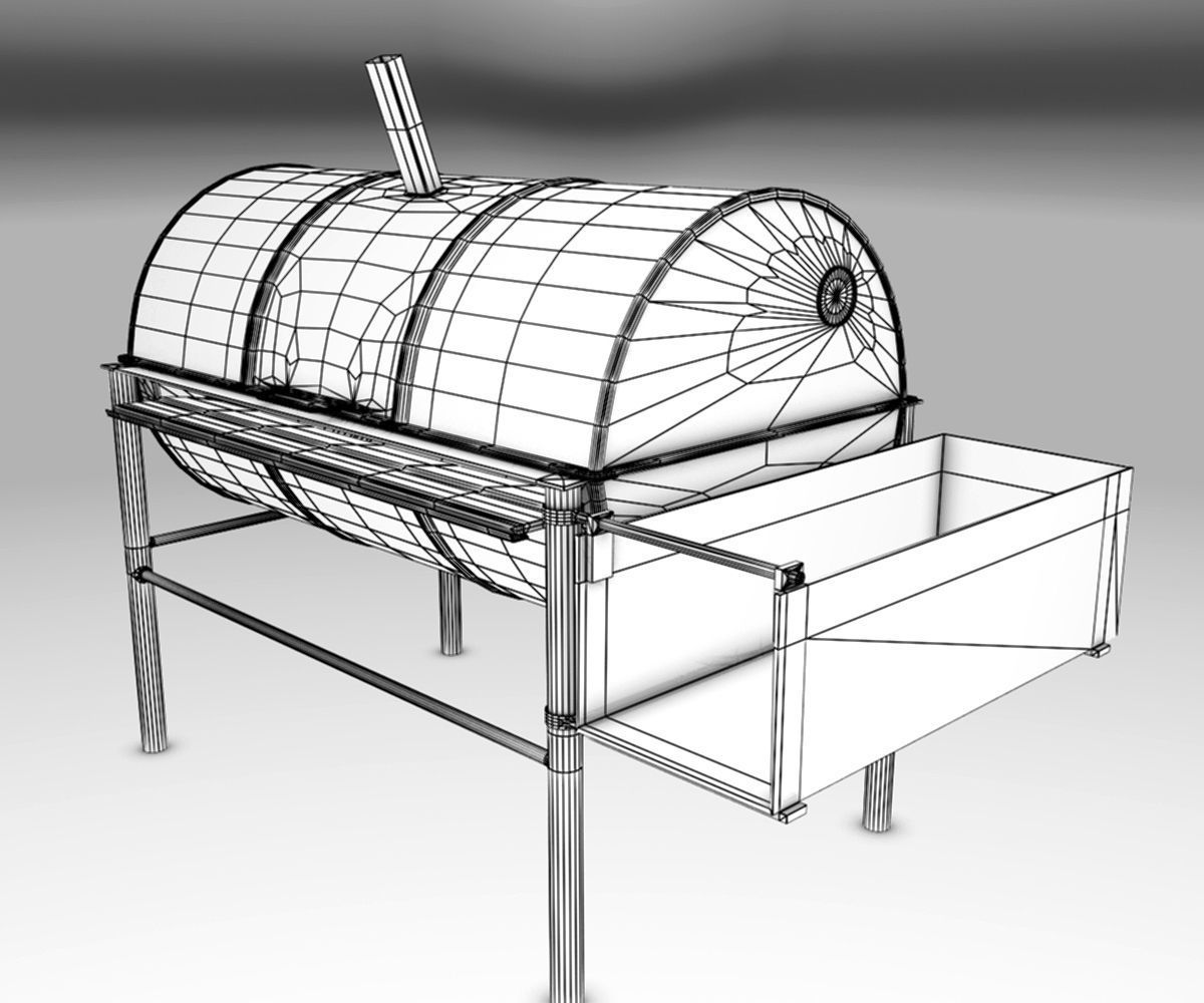 Oil Drum Grill Low-poly 3D model_7