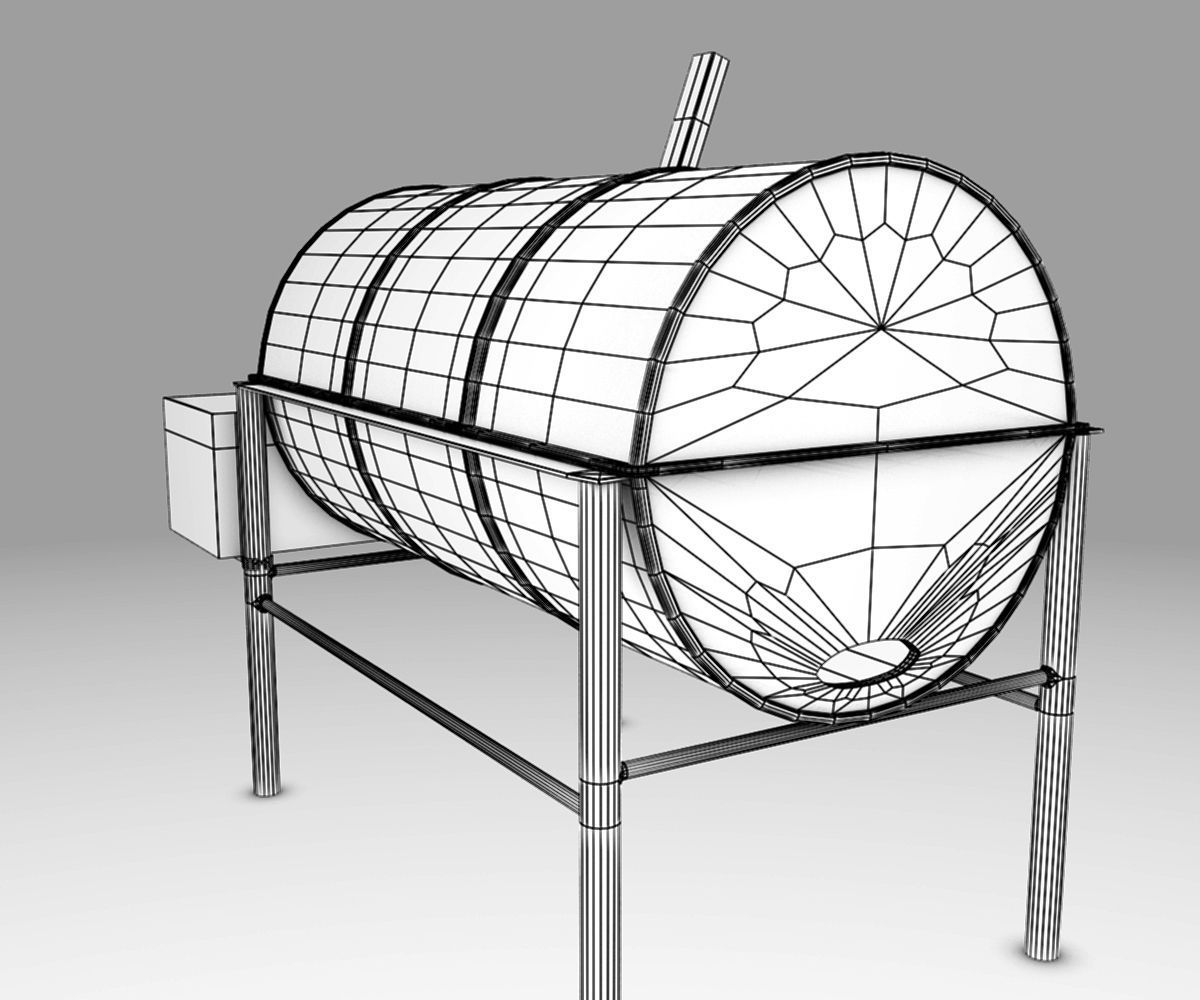 Oil Drum Grill Low-poly 3D model_9