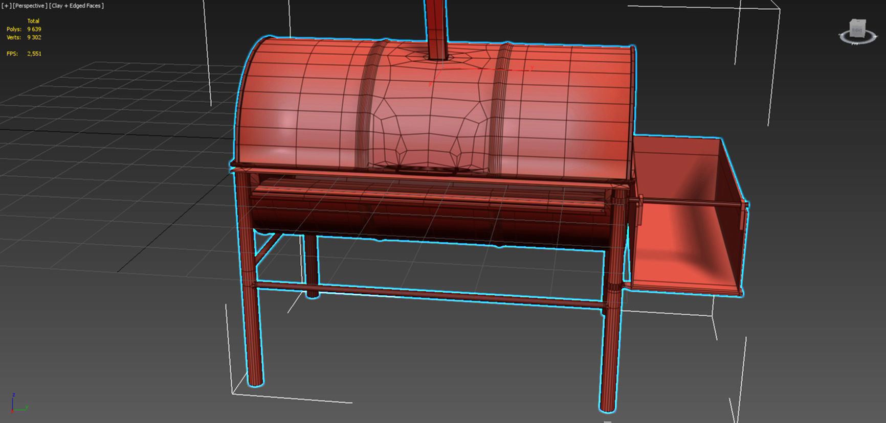 Oil Drum Grill Low-poly 3D model_10
