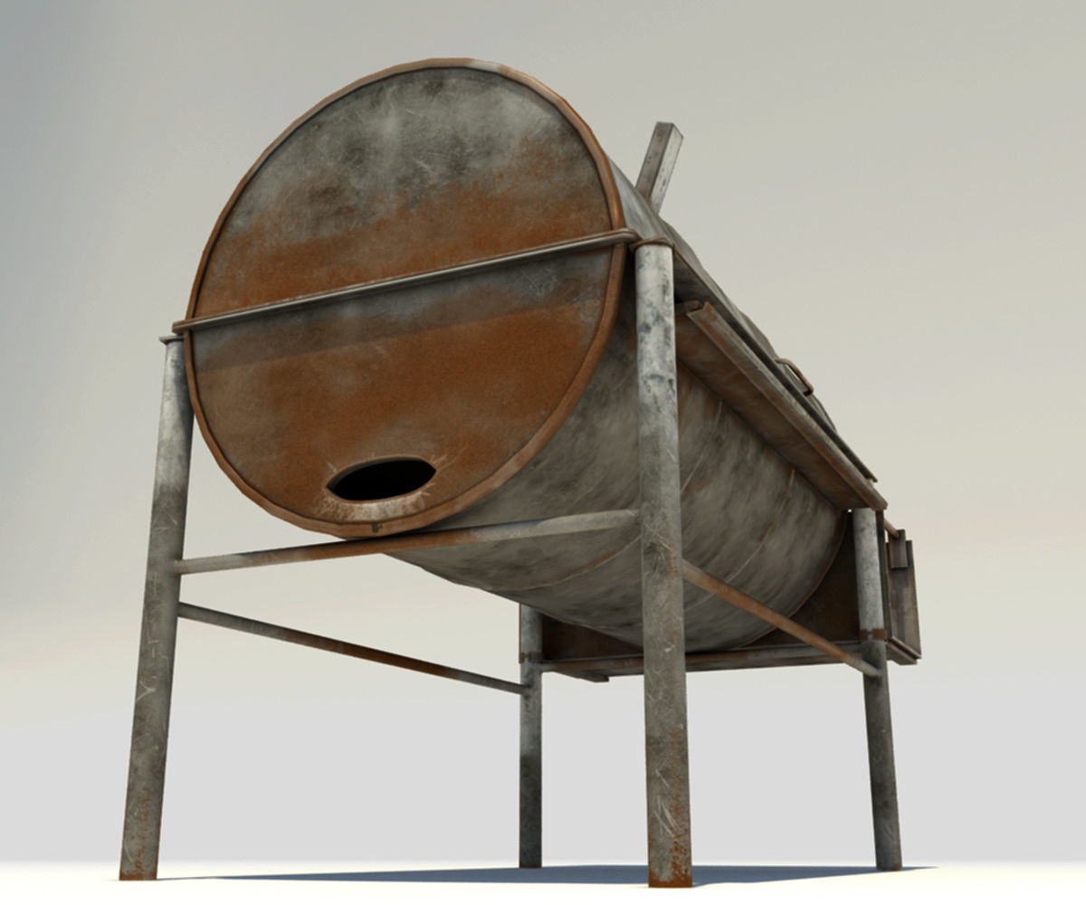 Oil Drum Grill Low-poly 3D model_6