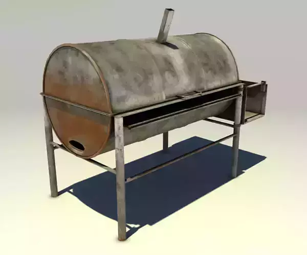 Oil Drum Grill Low-poly 3D model